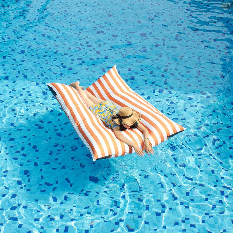 outdoor rectangular striped floating square bag bean bag lying bed hotel private swimming pool beach floating lazy sofa Specification drawing