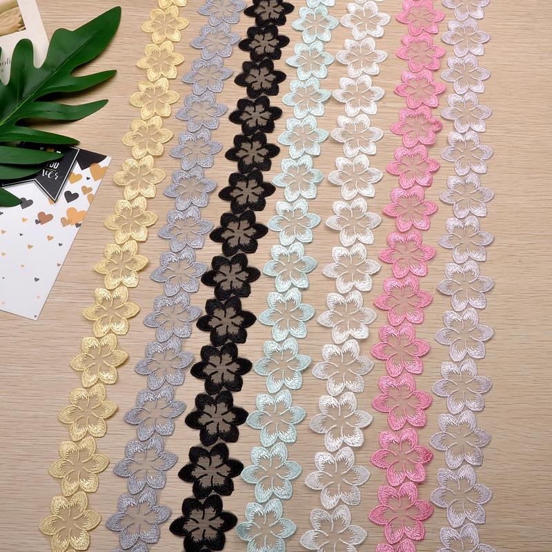 in stock supply 4cm lace multicolor organza net embroidery lace wholesale flower water soluble direct selling full figure