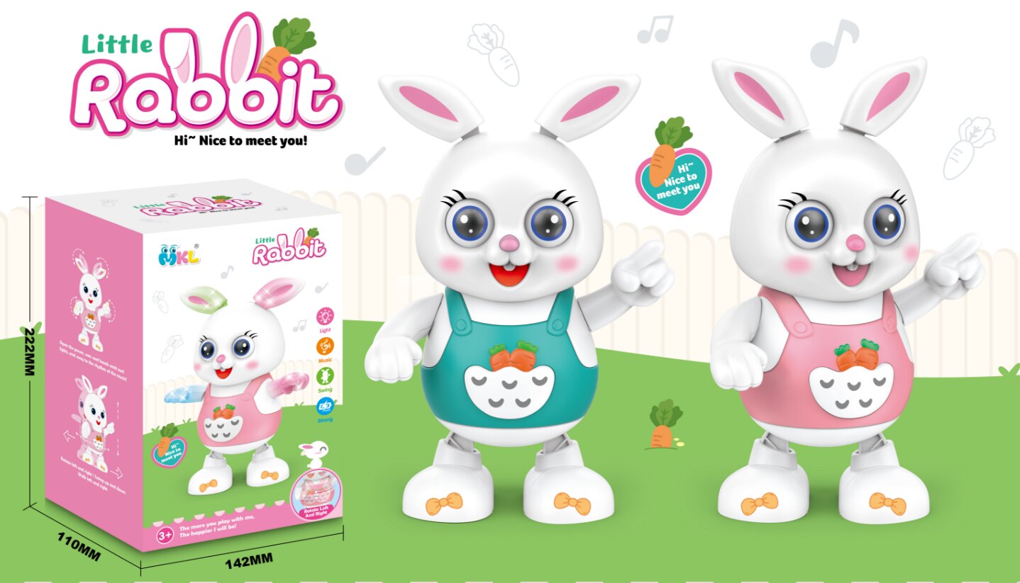 New children's electric singing and dancing cute rabbit toy, children's electric luminous toy