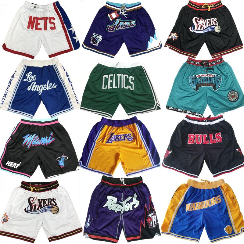 Jersey Shorts Lakers Joe Zhan Raptors Magic Heat Retro Dense Rust Pocket Training Pant Baby Boy and Girl Summer Sports