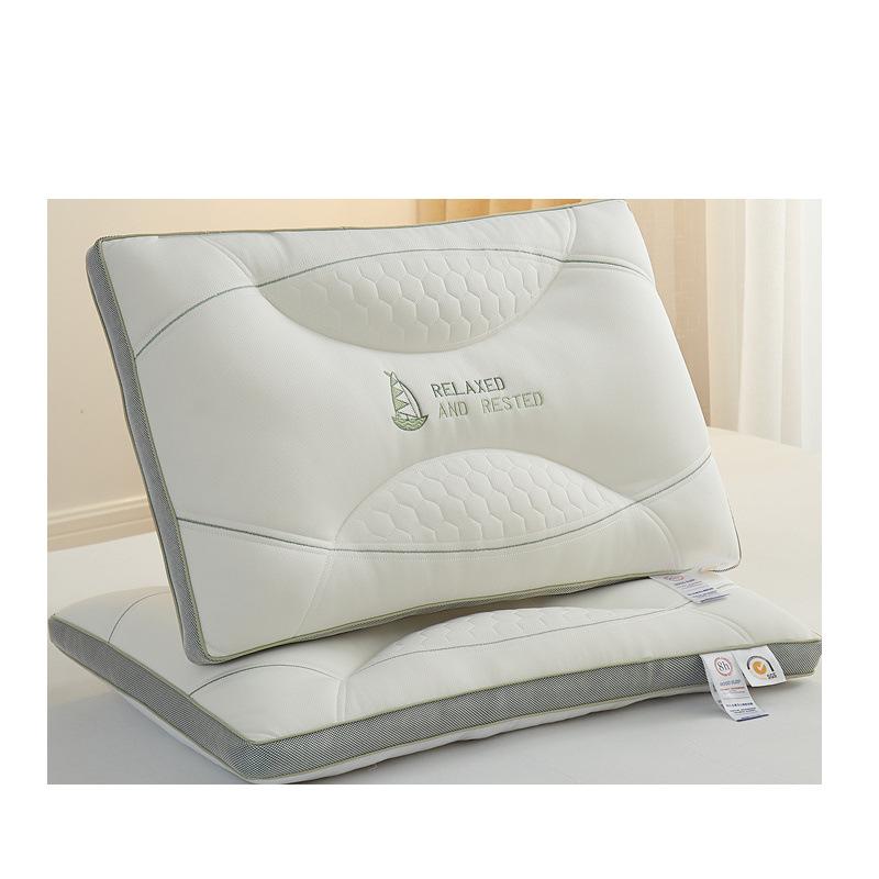 cotton pillow core quilted feather velvet three-dimensional pillow embroidery latex pillow high-end washable pure cotton hotel pillow wholesale Item Picture