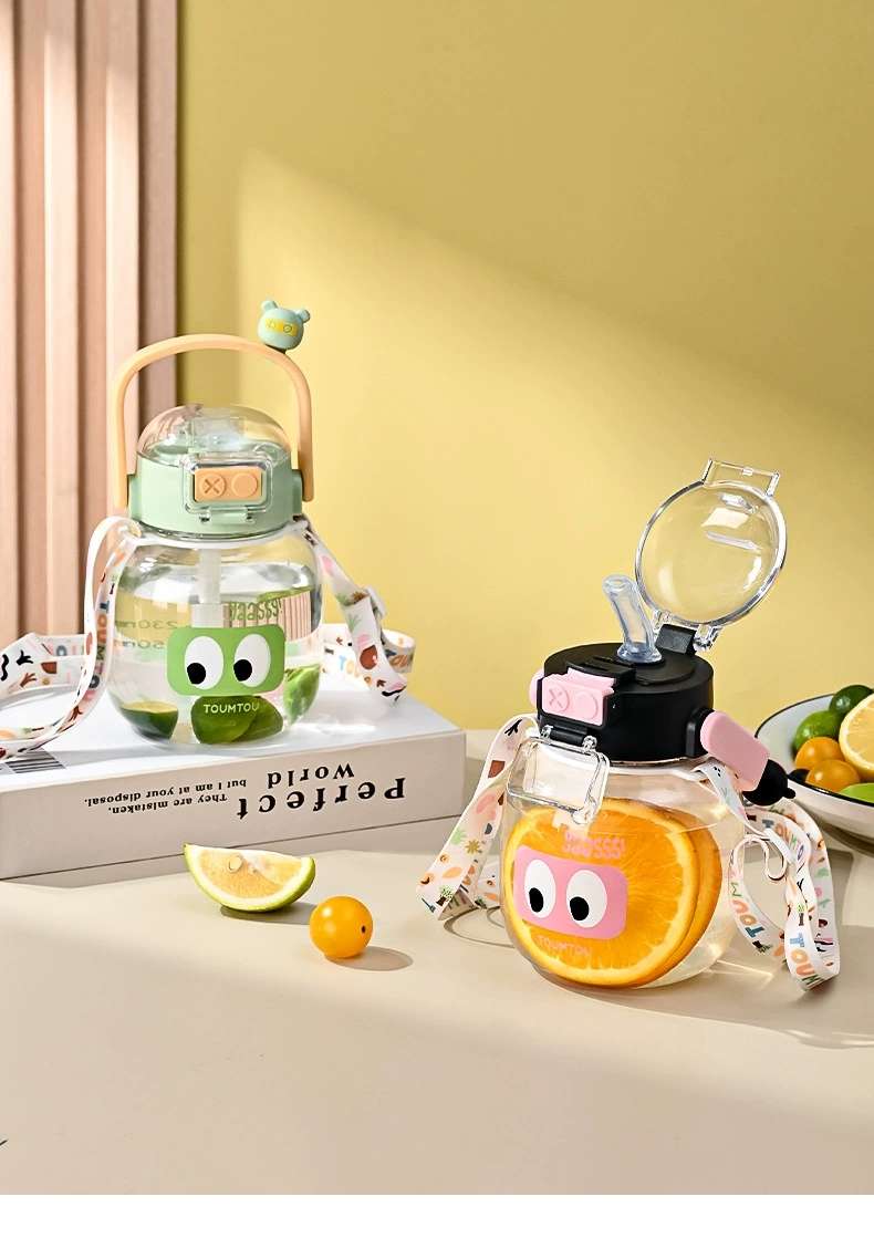 Y217-1550 water cup for students, high appearance level, cartoon double plastic water bottle for both men and women, cute, portable and large capacity detail image 10