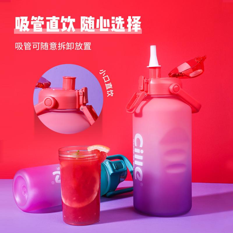 希乐新款渐变批发采购幻彩吸管水杯tritan大容量网红塑料杯带吸管细节图