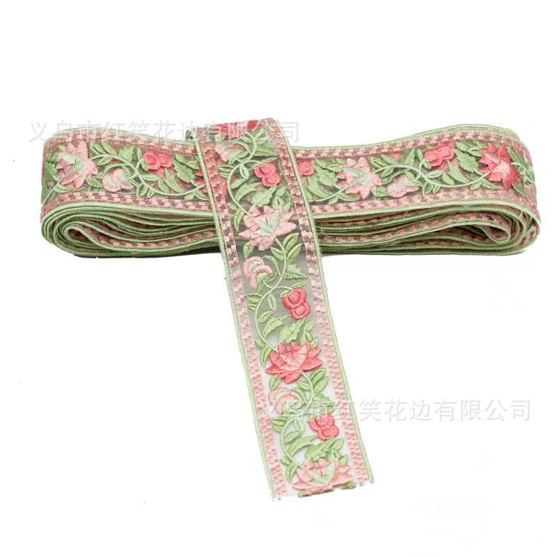 5cm wide color thickening embroidery organza bilateral lace diy hanfu ethnic style clothing knitted lace accessories Item Picture