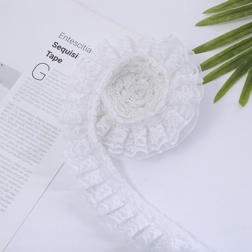 4cm yarn strip + lace color ethnic style lace wrinkle clothing home soft toy accessories factory wholesale Specification drawing