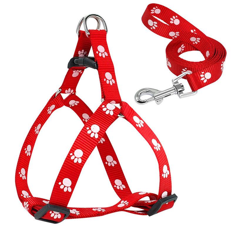 dogs and cats nylon footprints chest back cover hand holding rope pet dog traction chest back nylon footprints pet supplies wholesale full figure