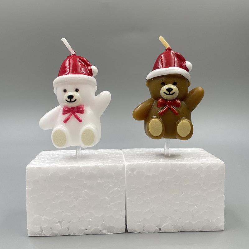 customized christmas decoration bear candle cartoon cute christmas hat bear birthday candle party atmosphere candle