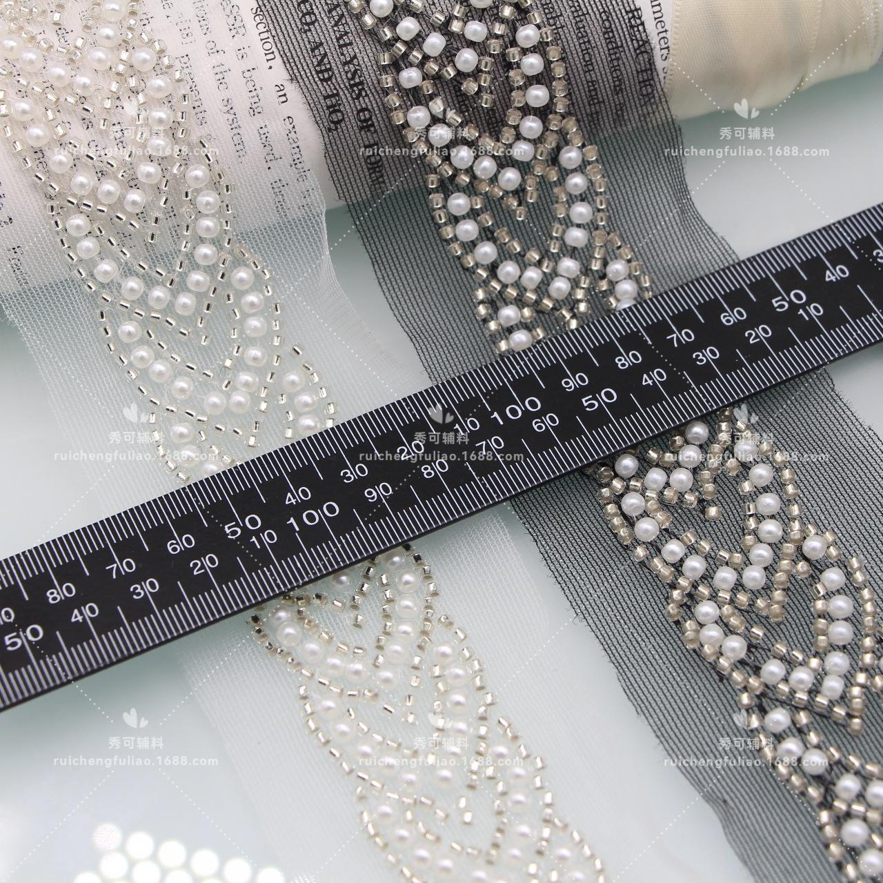 new mesh heavy industry bead lace peach heart pearl lace shoes and hat decoration classic style accessories handmade diy accessories details Picture