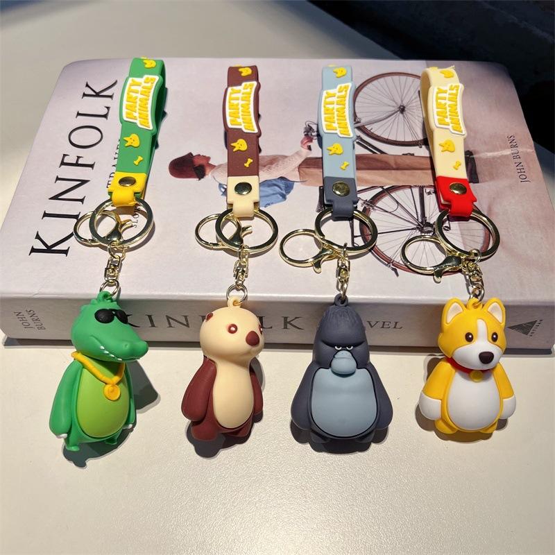 Featured Creative Beast Party Keychain Super Cool Animal Kingdom Orangutan Shiba Inu Sloth Key Chain Gift Wholesale full figure