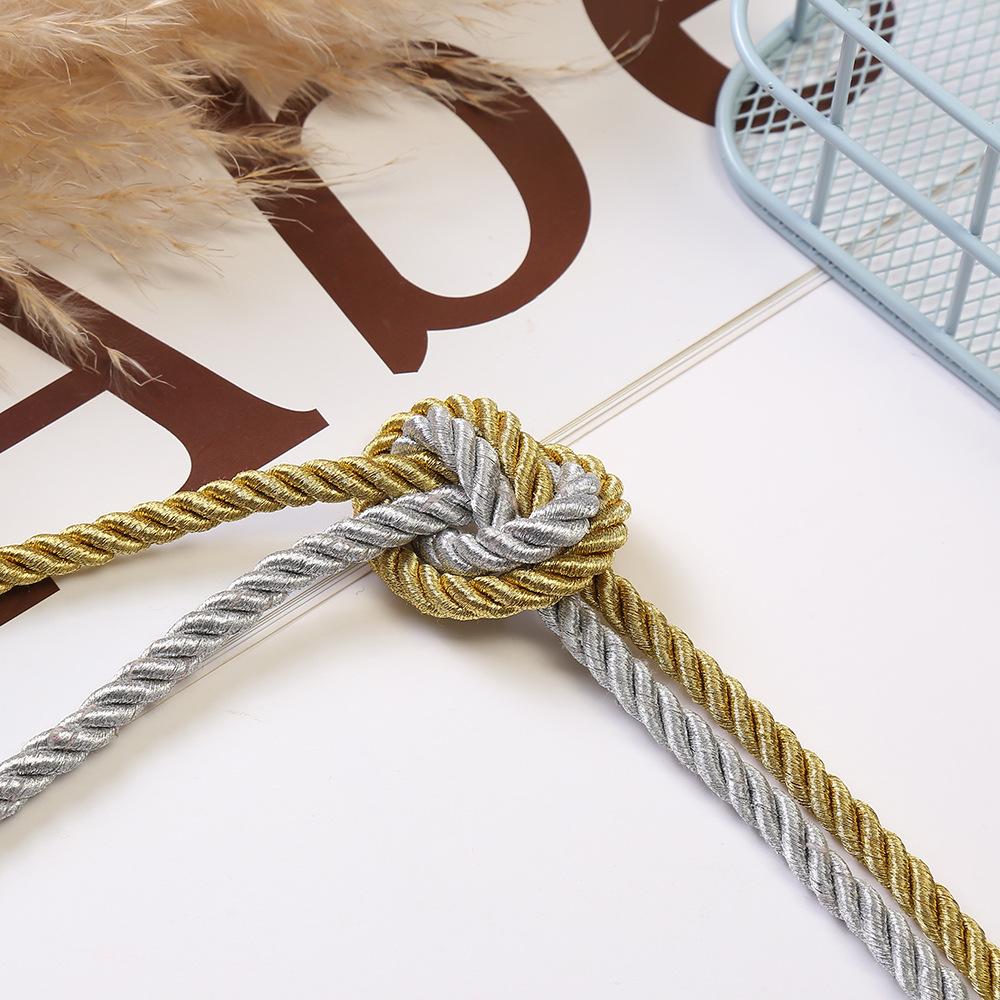 5mm gold leaf three-strand rope gift packaging bag gold and silver polyster rope paper bag handbag three-strand twisted string braided rope