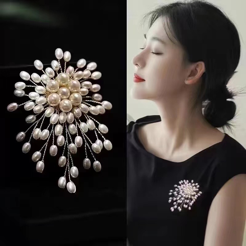 手工编织珠子胸花精致女胸针秋冬气质西装外套珍珠配件高档别针饰品高级胸花配饰女 详情图3