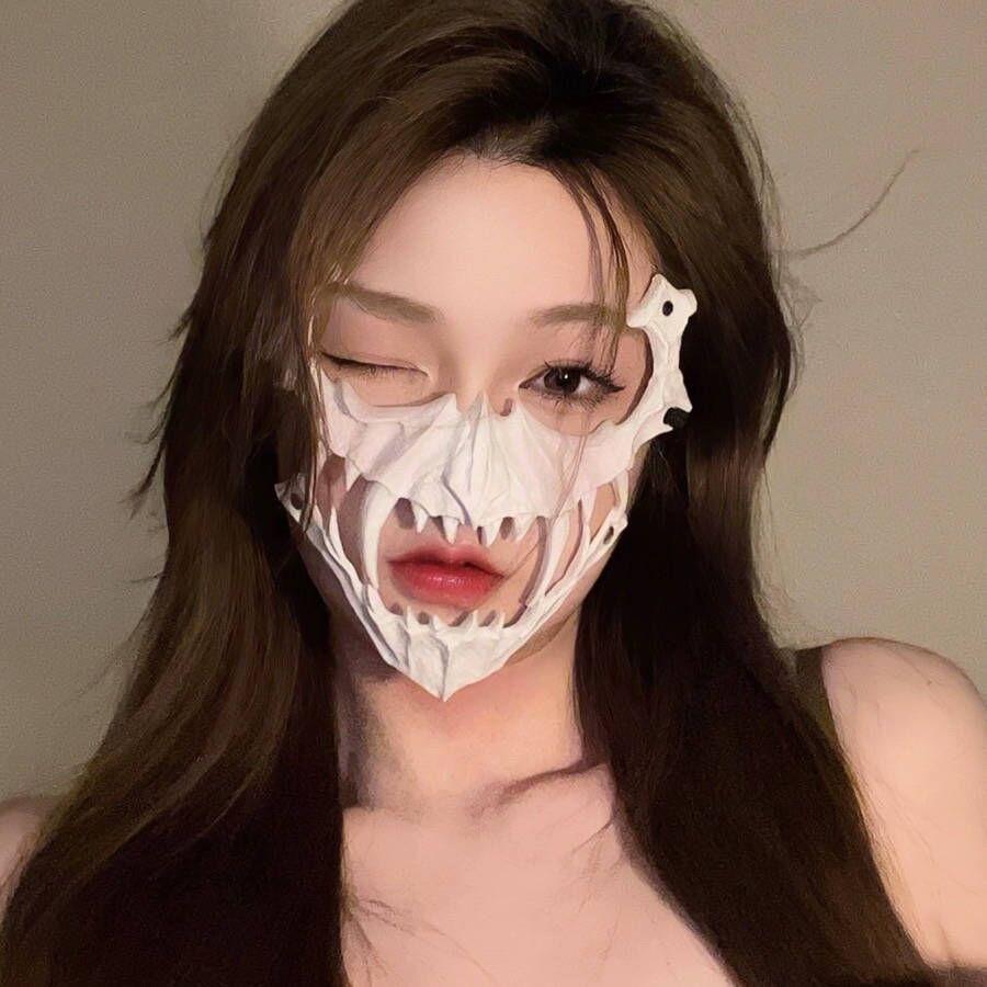 halloween two-dimensional half face mask tiger night fork dog man wolf mask party performance dress up props