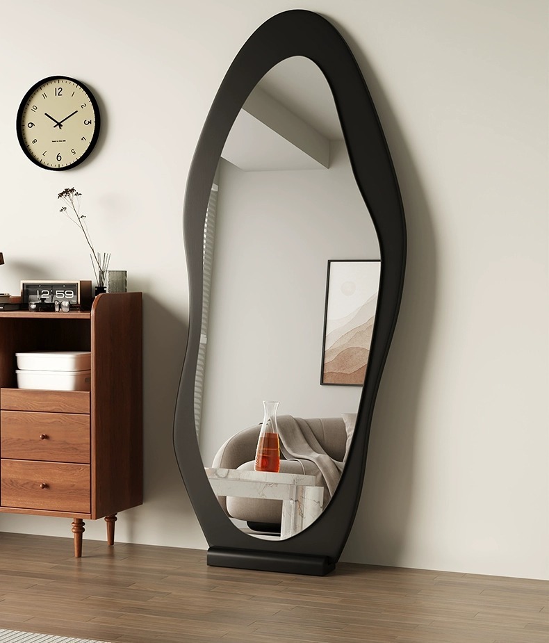 Vintage full-length mirror, home floor-standing mirror, internet-famous irregular-shaped mirror, wall-mounted high-end dressing mirror, bedroom fitting mirror, bathroom mirror, LED mirror, smart makeup mirror, bathroom mirror pic 2