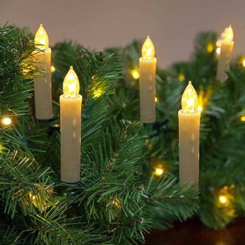 led electronic candle light remote control christmas candle 9cm birthday candle party with clip christmas tree pole candle cross border details Picture