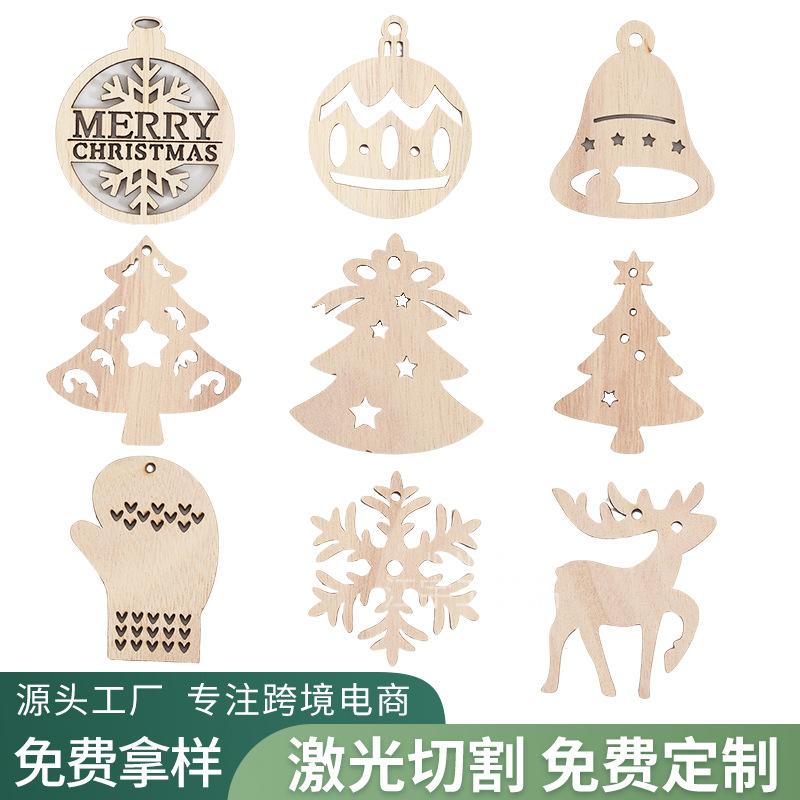 christmas party decorative creative hollow pumpkin christmas tree pendant children diy hand painted wooden craftwork