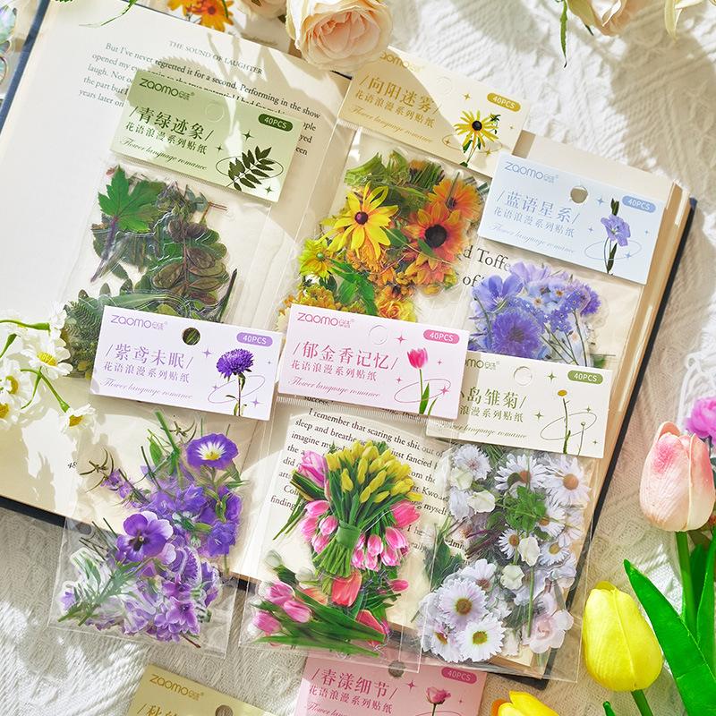 early foam pet stickers package flower romance series creative flower plant notebook diy material stickers 8 types selection