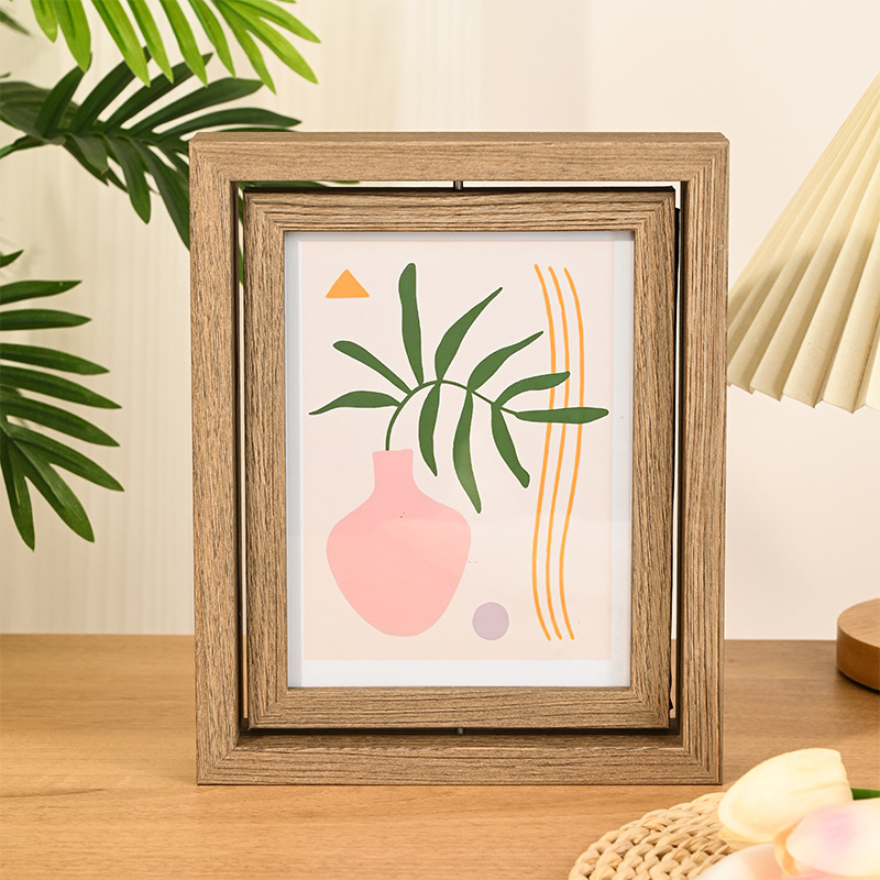 Creative wooden DIY photo frame and picture frame display stand decoration, simple and modern home photo display stand, storage, organization and beautification of living space, wooden photo frame pic 5