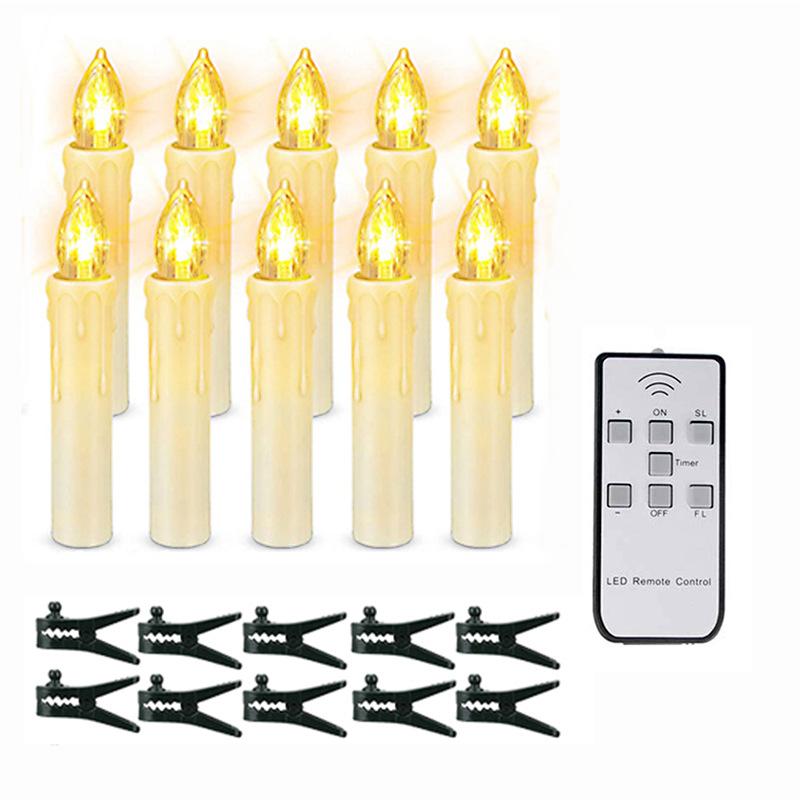 led electronic candle light remote control christmas candle 9cm birthday candle party with clip christmas tree pole candle cross border Item Picture