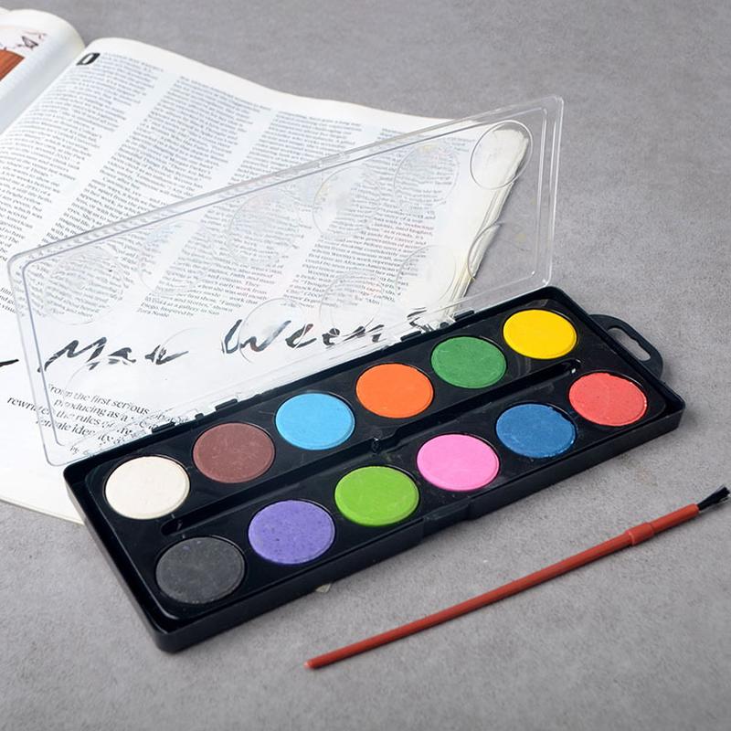 wholesale watercolor pressed powder solid watercolor package children's hand-painted paint brush transparent solid powder compact wholesale