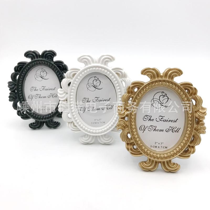 one piece dropshipping gold ellipse baroque picture frame wedding favors gift party decorations resin photo frame details Picture