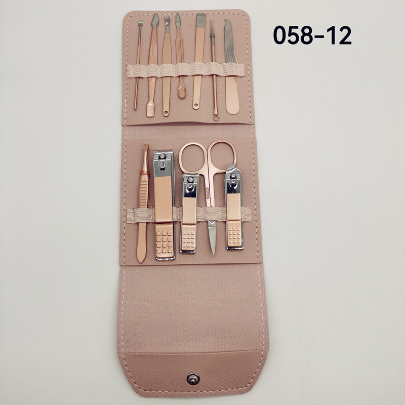指甲刀套装美容套装美甲美甲美妆工具修甲套装品胜058-12厂家直销指甲钳指甲剪眉夹修甲锉片修死皮耳挖斜口小钳子