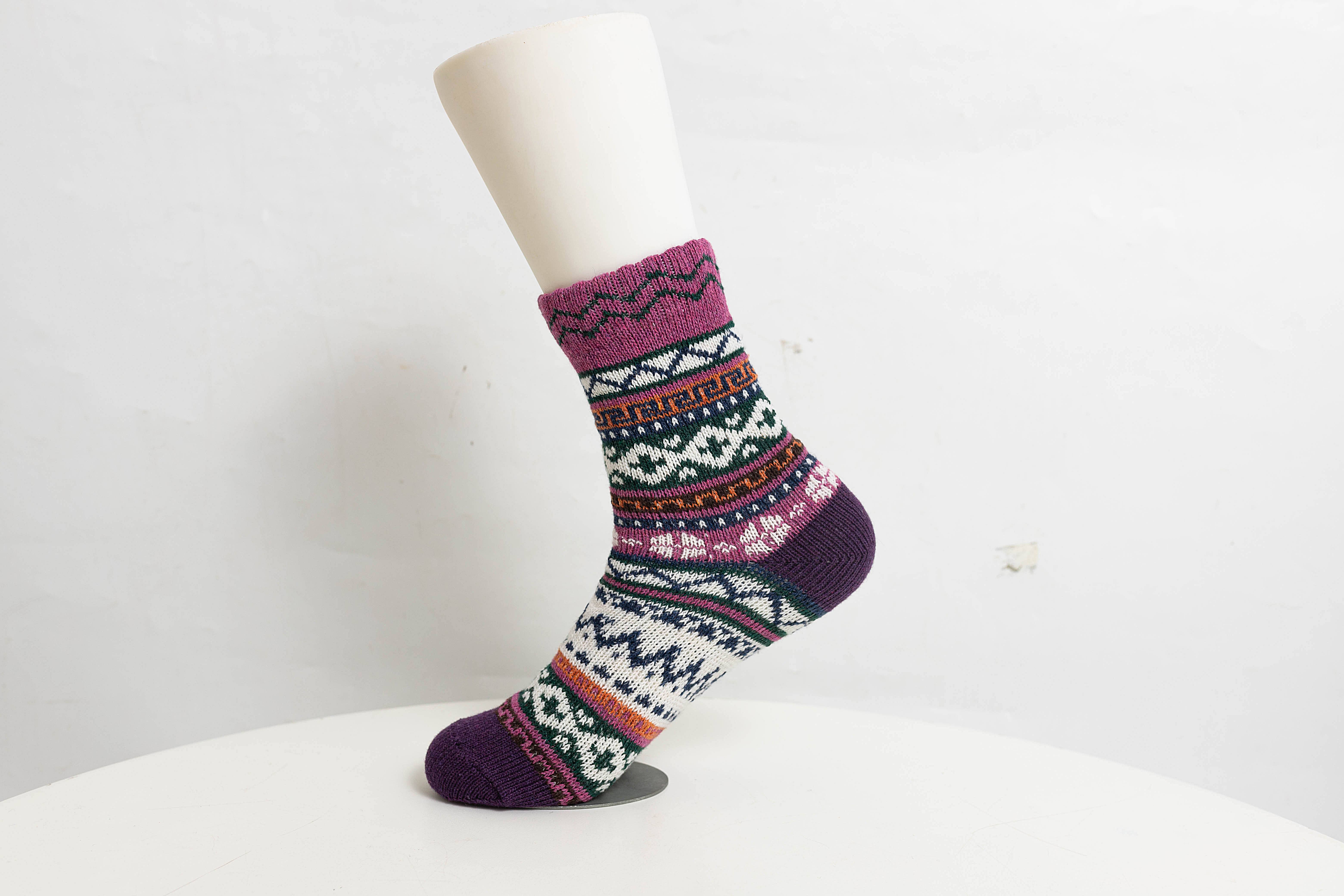 Women's autumn and winter thickened warm socks, winter ethnic style thigh-high socks with fleece, women's cross-stitch coarse wool socks Application Scenario