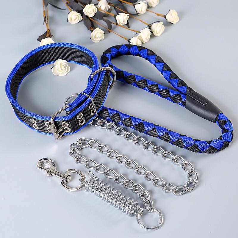 factory direct sales round rope spring iron chain golden retriever pet chain dog leash german shepherd anti-bite hand holding rope in stock wholesale full figure