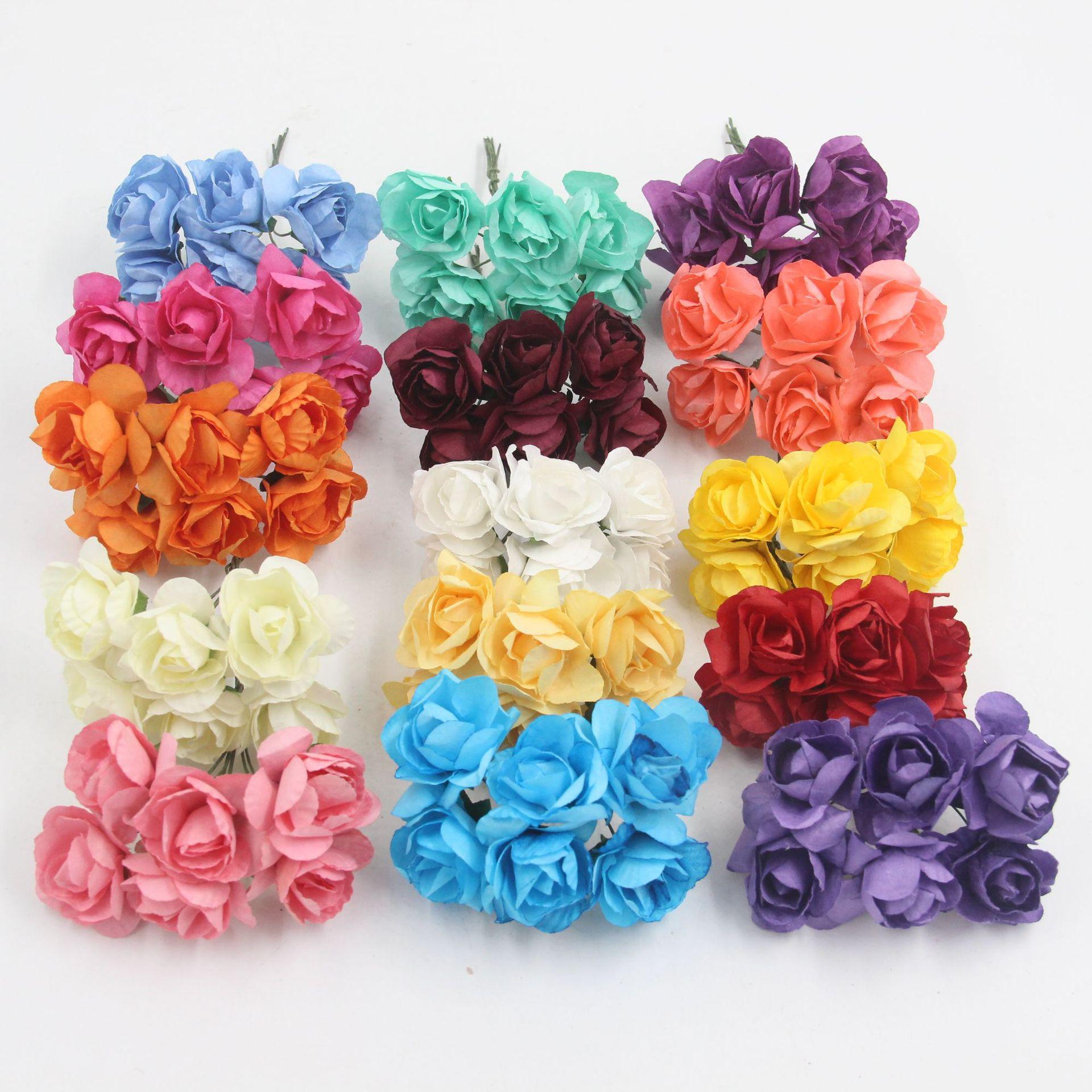 2. 5cm azalea peony rose handmade simulation paper flower diy wedding candies box garland accessories paper flower bouquet
