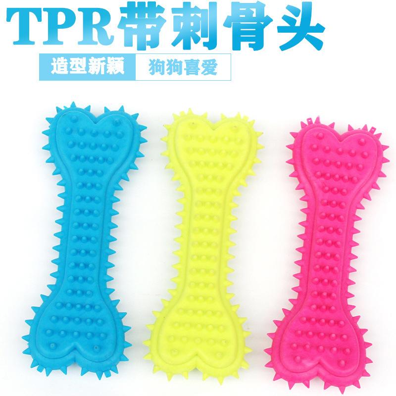 Dog Toy Rubber Bone Solid Toy Heart-Shaped TPR Barbed Mor Toy Big Small Size Pet Toy