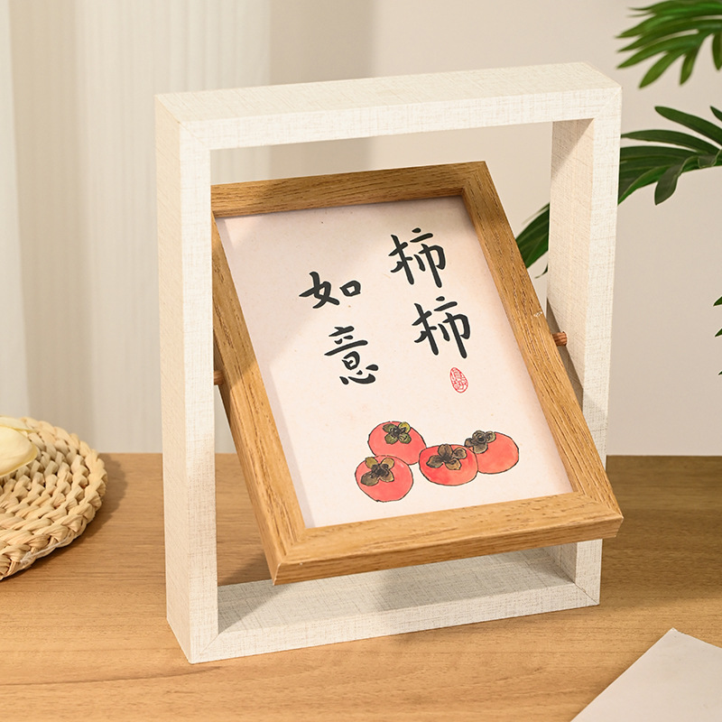 Creative wooden DIY photo frame and picture frame display stand decoration, simple and modern home photo display stand, storage, organization and beautification of living space, wooden photo frame pic 6