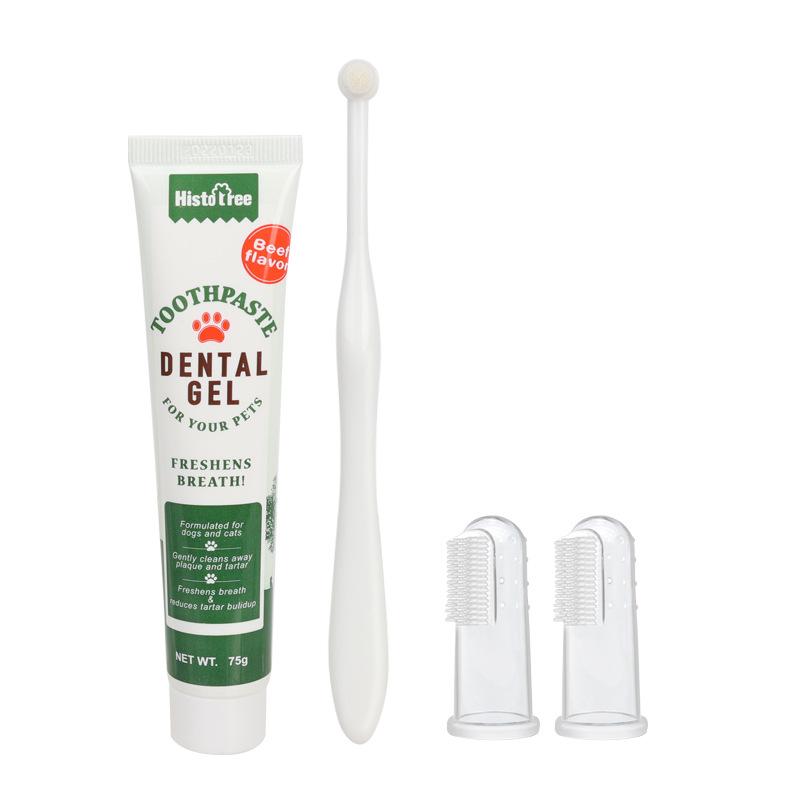pet toothpaste set cat toothbrush cat toothpaste set dog toothbrush finger sleeve oral cleaning pet supplies Item Picture