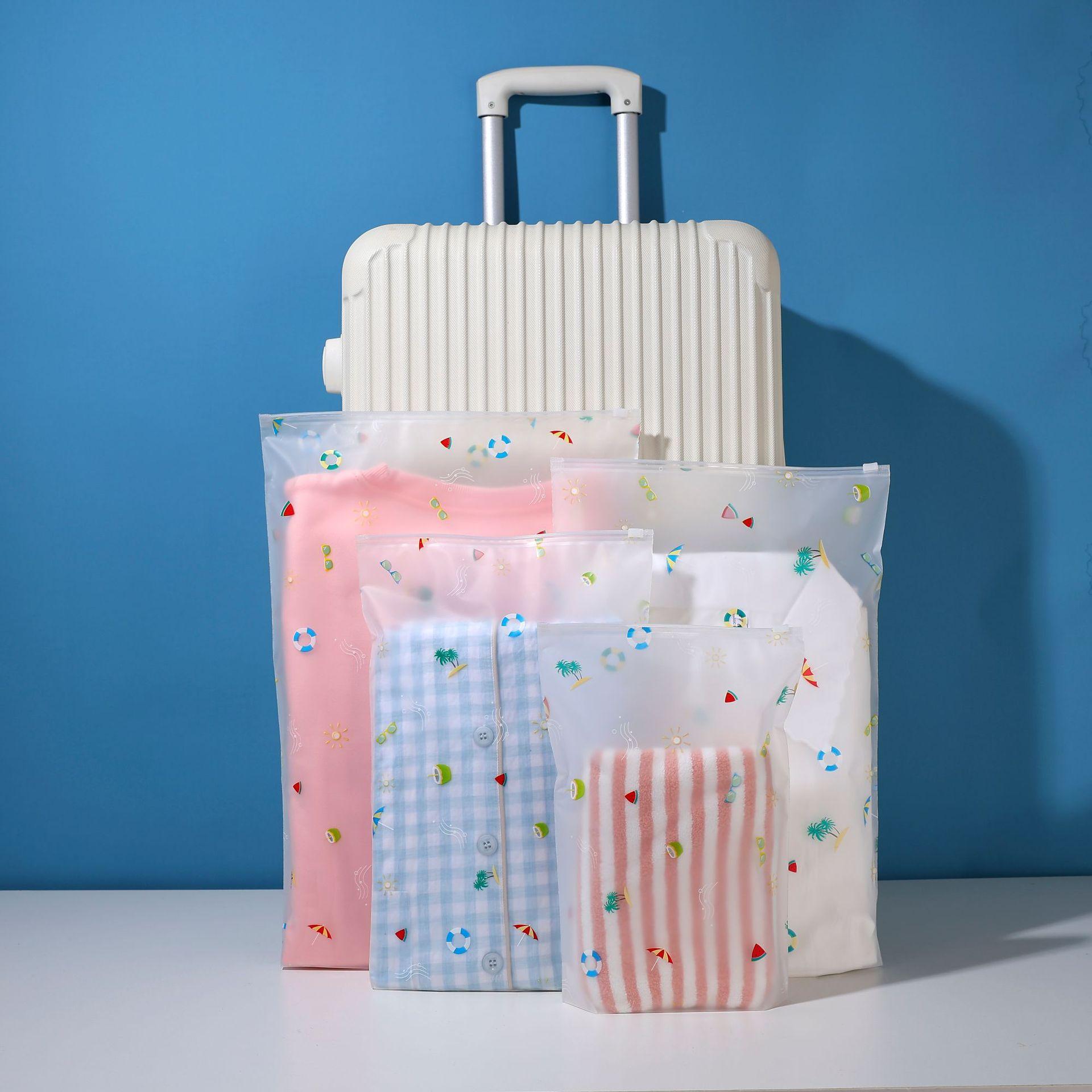 thick clothing zipper bag travel storage packing bags clothes shoes packing bag waterproof frosted ziplock bag wholesale