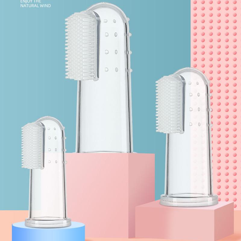 cross-border pet silicone finger stall dogs and cats teeth oral cleaning tools pet dog finger toothbrush wholesale full figure