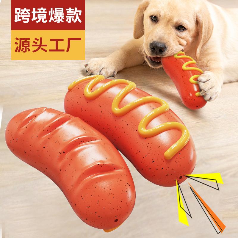 pet products factory wholesale company amazon sound dog chew molar rod bite-resistant roasted sausage dog toys