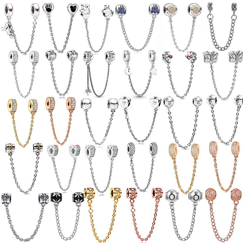 pandora bracelet safety chain charm spring vintage charm bracelet ornament diy accessories factory wholesale