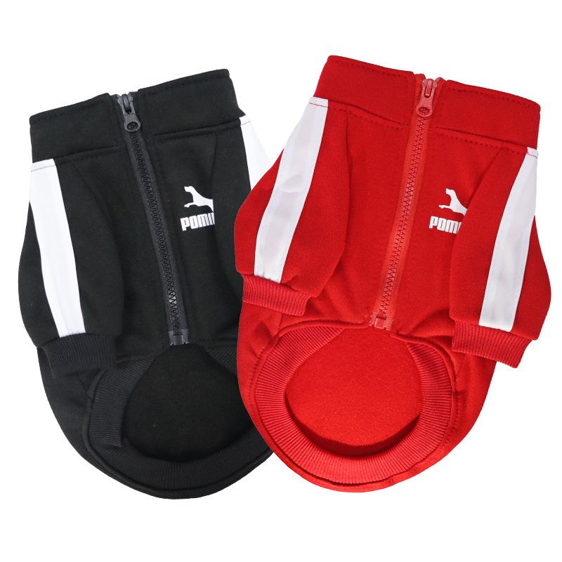 pet zipper clothes casual fashion brand sweater autumn and winter thin velvet athletic clothing teddy/pomeranian dog clothes clearance