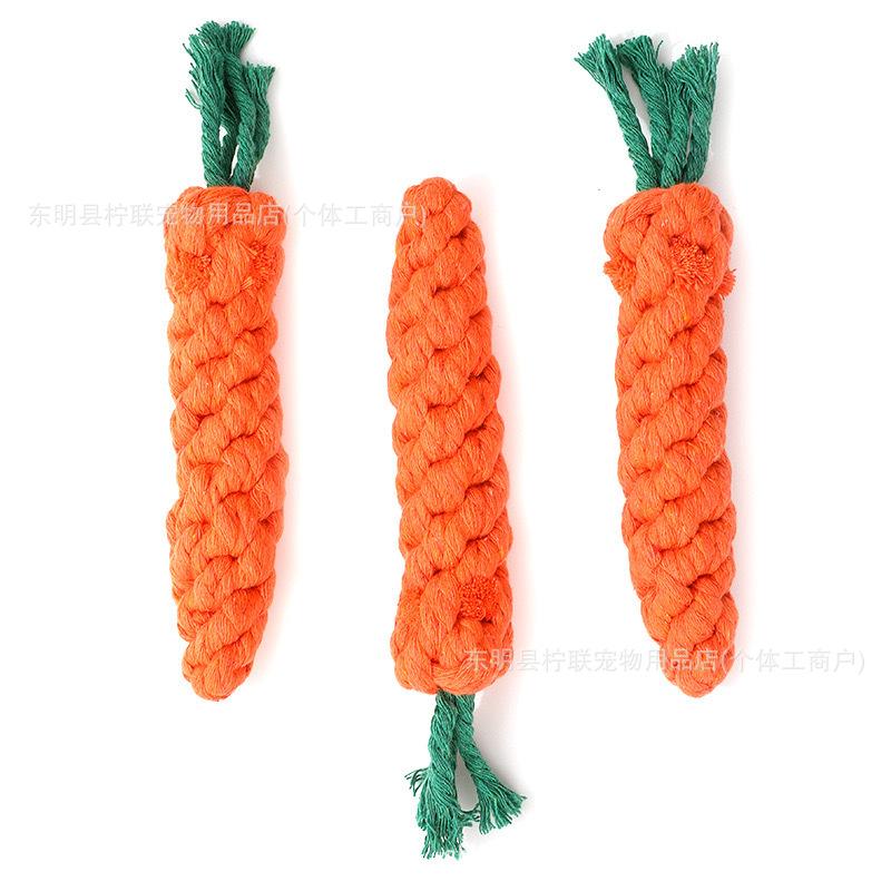 carrot dog toy bite rope molar pet toy woven knot toy the toy dog dog chewing rope the toy dog dog toy details Picture