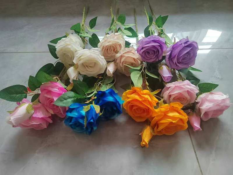 3头绒布玫瑰仿真花婚庆花假花婚礼堂餐桌插花摆件详情2