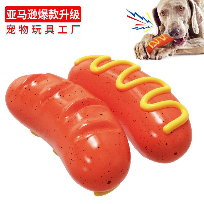 cross-border pet supplies pet sound biting dog toys munchkin soothing chews molar rod hot dog roasted sausage dog toys wholesale