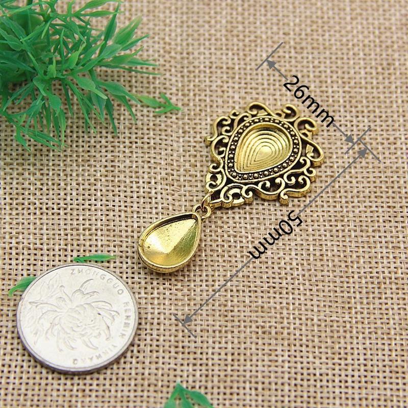 ancient & gold hollow lace pearl double crystal water drop diy materials accessories alloy flower disk drill buckle charm details Picture