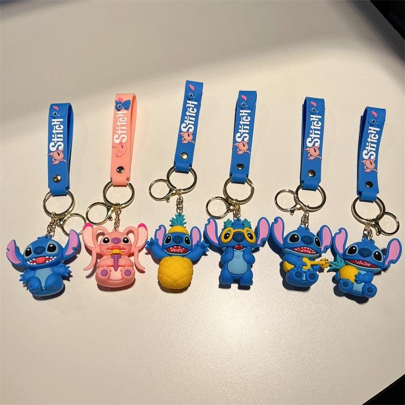 Creative Couple Singing Stitch Keychain Cute Fruit Party Pineapple Stitch Pendant Small Gift Wholesale