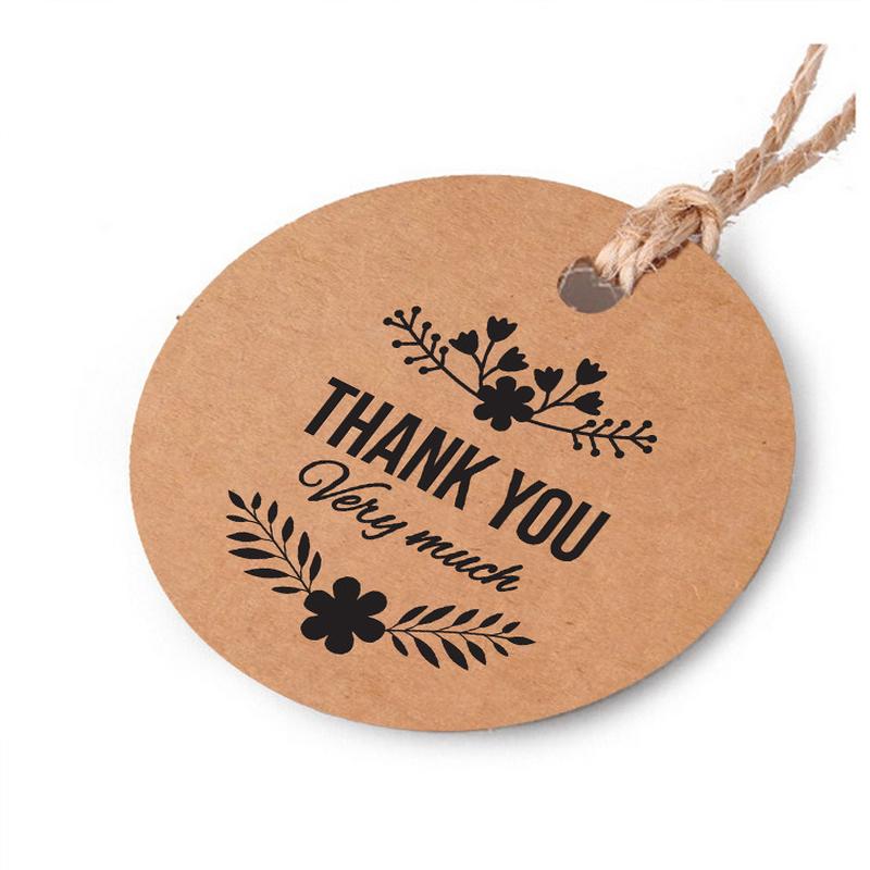 100 Pcs/Pack round Labels Craft Gift Labels with Hang Rope Natural Jute Twine Kraft Paper Hang Tag Labels Item Picture