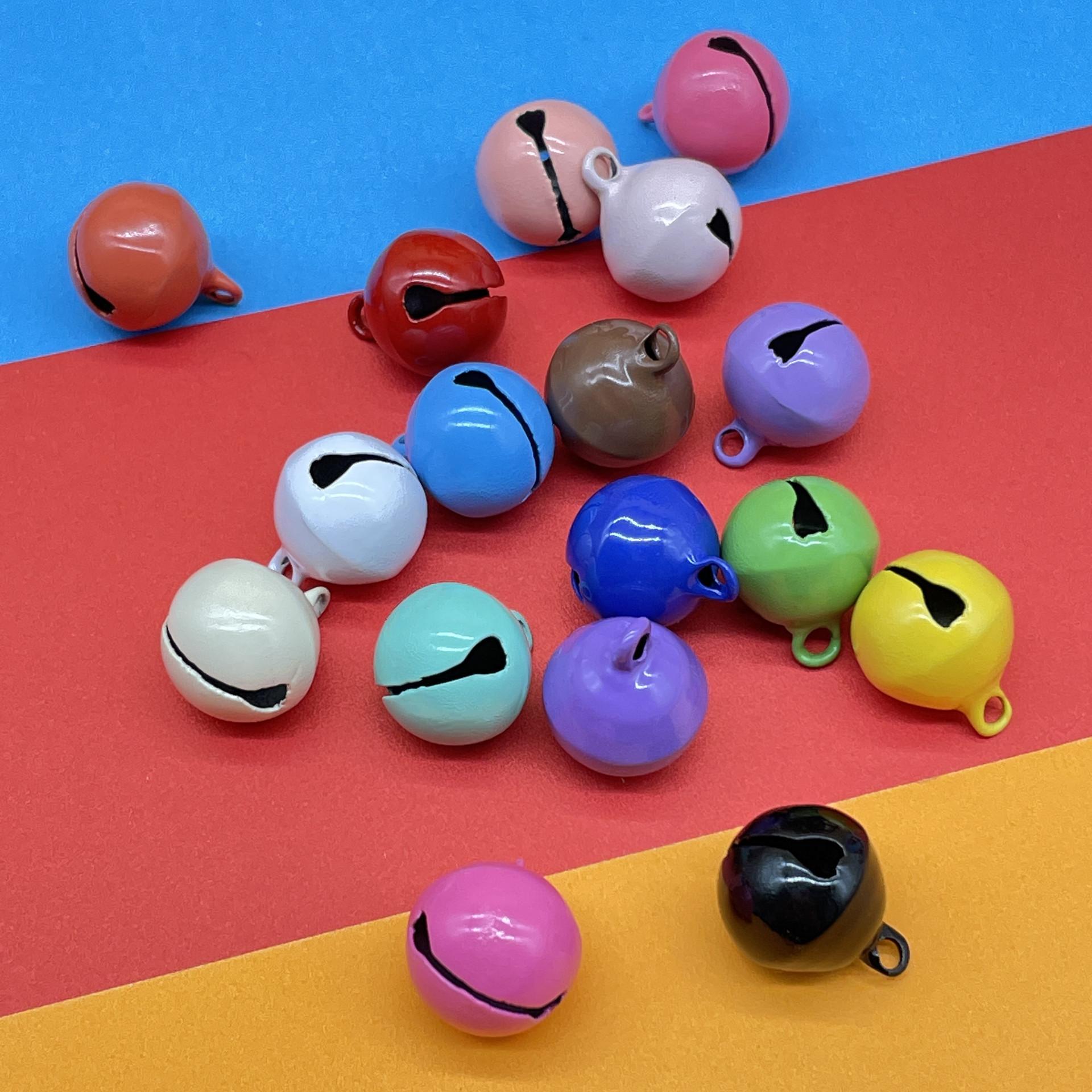 14mm candy color paint word bell christmas decorative keychain accessories diy metal color pet decorations full figure