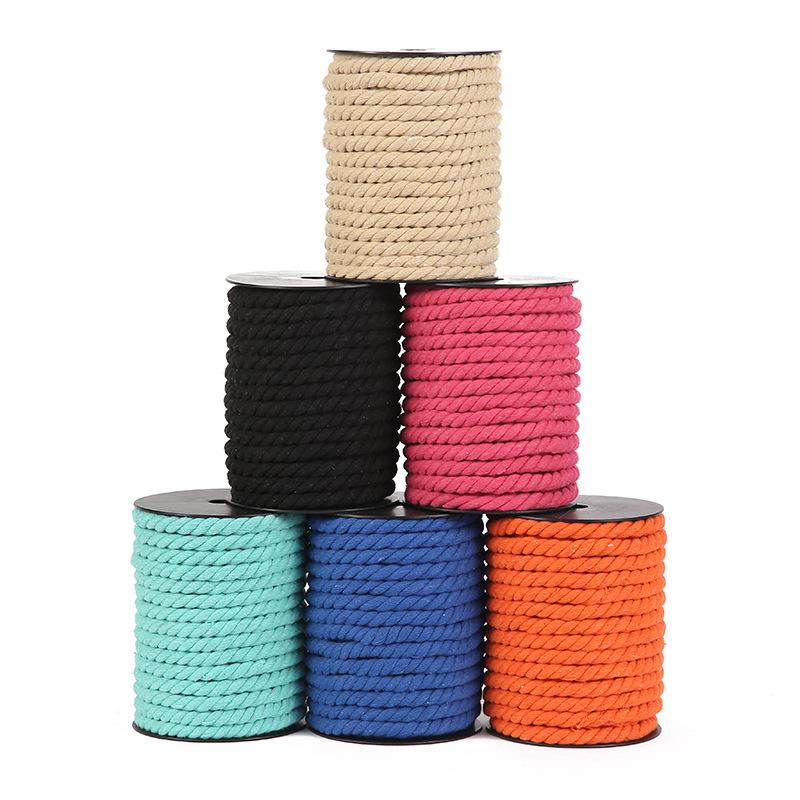 wholesale 10mm color three-strand rope cotton string hand-carrying knitting clothesline craft gift paper bad rope factory in stock