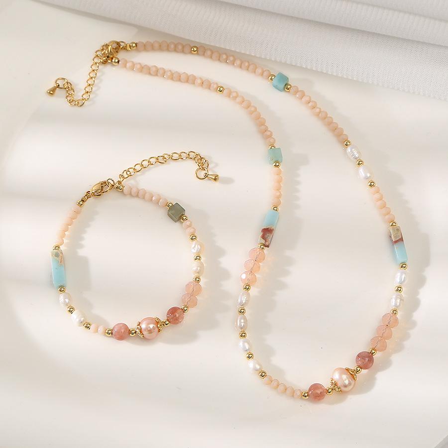pink zircon crystal baroque natural pearl all-match bracelet special-interest design light luxury bracelet girlfriends student jewelry details Picture