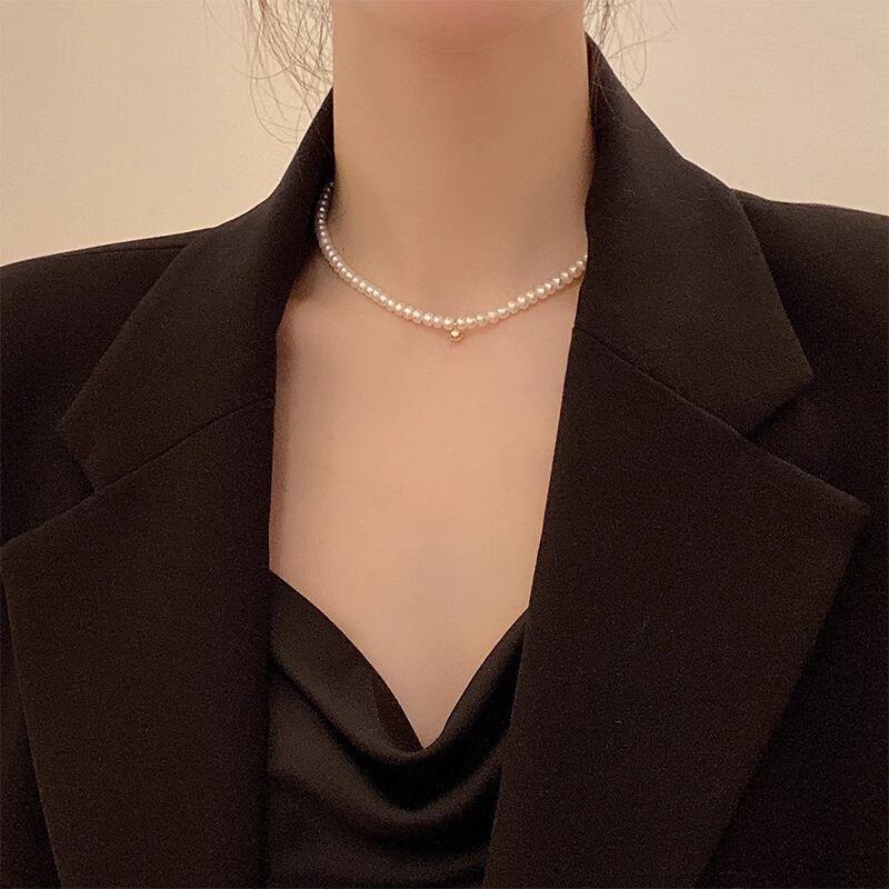 French Ins Women's Accessories Freshwater Small Pearl Necklace Female Clavicle Chain Light Luxury Minority Design Sense Necklace Female details Picture
