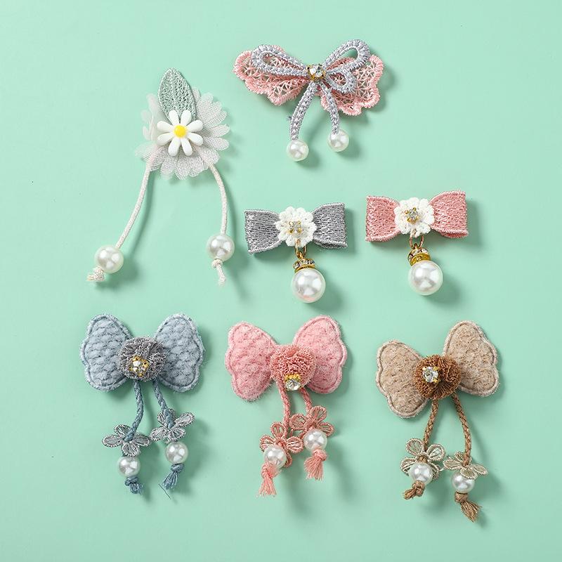 Factory Direct Supply Cartoon Cute Bow Pearl Textile Clothing Ornament Accessories DIY Handmade Accessories in Stock details Picture