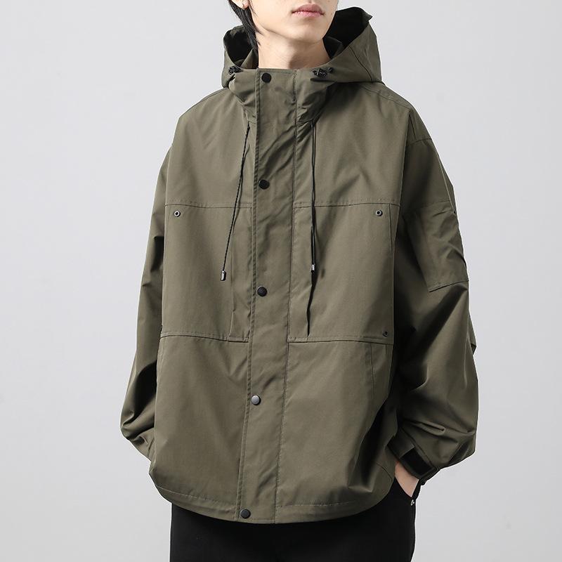 upscale outdoor jacket men's spring and autumn loose high-grade fashion brand pu shuai hooded functional tooling jacket