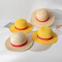 yi yi yi one piece luffy same hat cospaly anime dress up woven parent-child hat sunshade sun protection hat performance cap