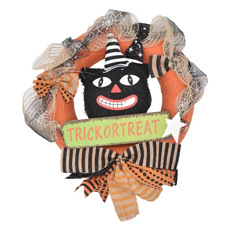 2024 cross-border in stock halloween vine ring garland interior decoration party skull pumpkin vine ring Item Picture